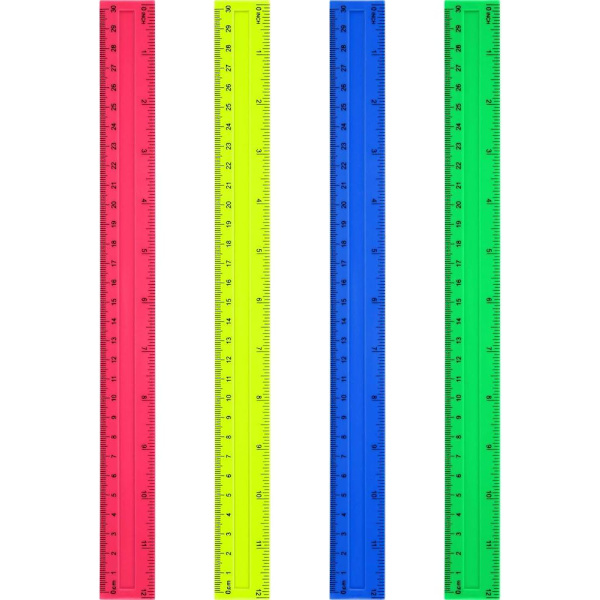 30cm Multifarvet Fleksibel Lineal til Papirvarer Transparent Farve