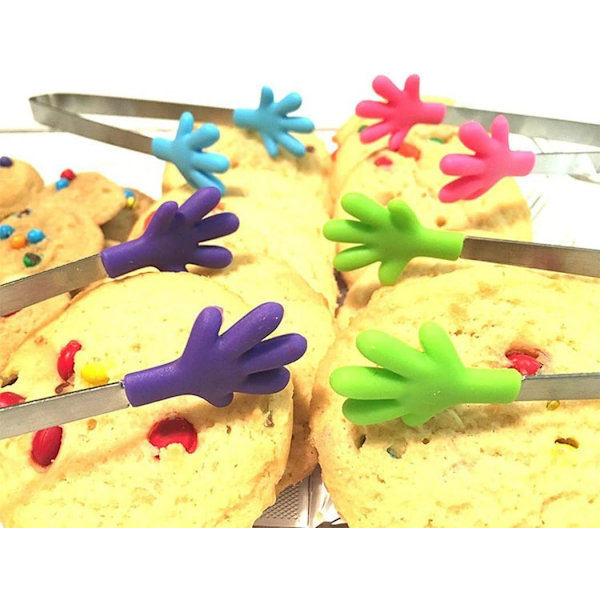 4 stk. Mini is-tang/tang med perfekt designede silikonhåndformede tang Beste kjøkkenutstyr, for muffins, pannekaker, kjeks, sjokolade