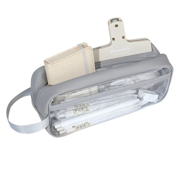 Penalhus Pen Bag Transparent Case Marker Bag Multifunktionel Grå