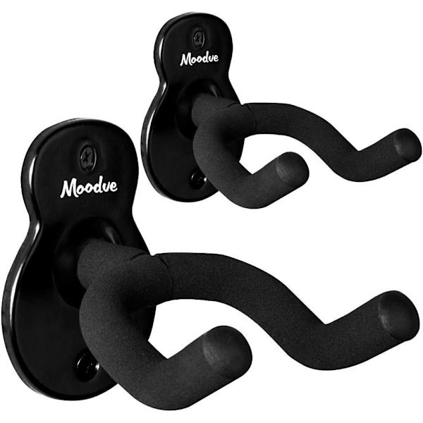 Gitarrväggfäste, 2-pack Moodve gitarrformad metall svart gitarrkrok stativ för