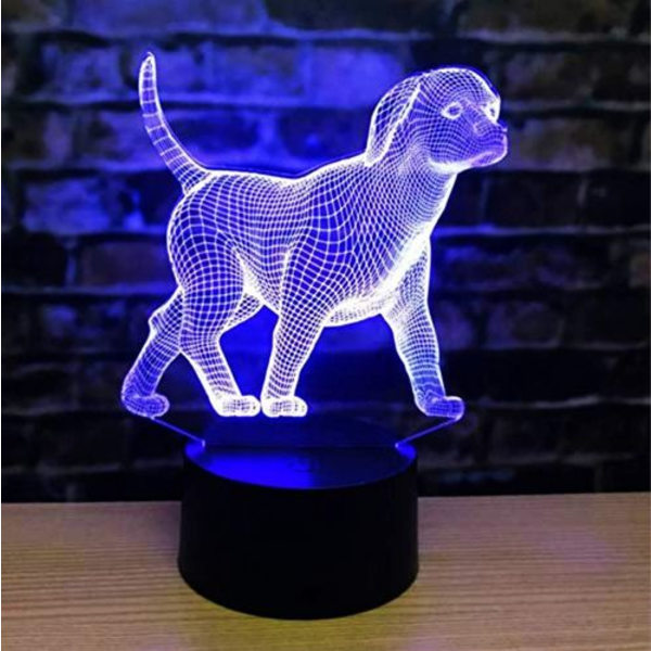 3D LED-hundelampe med fargeskiftende bryter, perfekt borddekorasjon