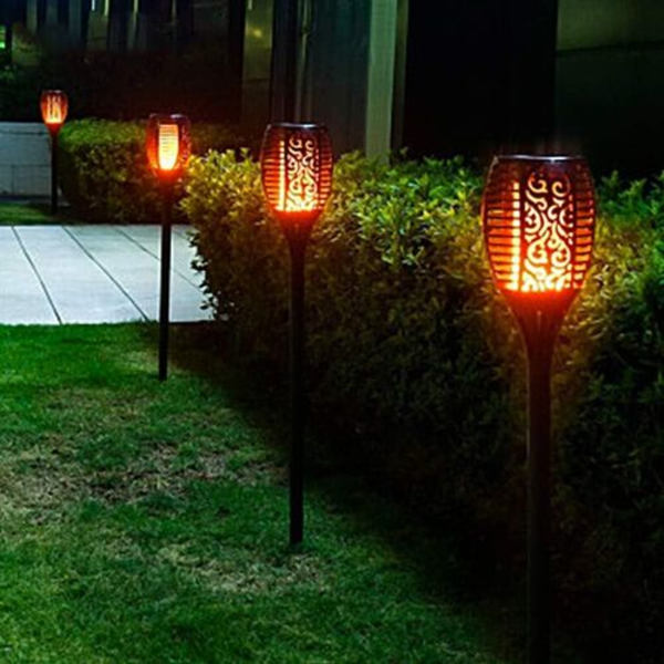 4-pack flamljus trädgårdslampor IP65 vattentäta solcellslampor