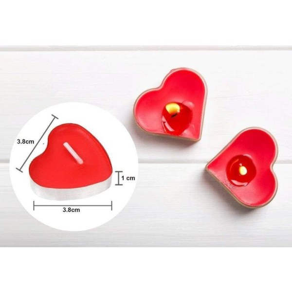Set med 50 dekorativa hjärtformade kärlekshjärtaljus för