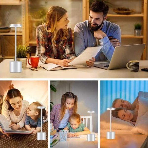 Trådløs bordlampe, oppladbar LED øyebeskyttende bordlampe, nattbordslampe
