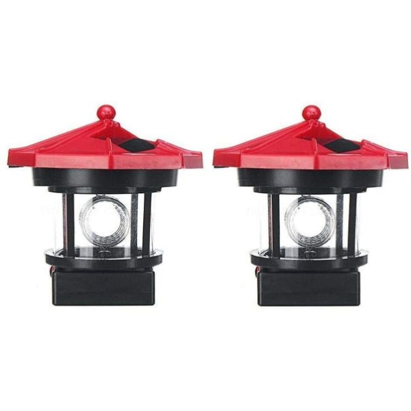 2 st LED solcells drivna fyr solcellslampor brandtorn guide utomhus