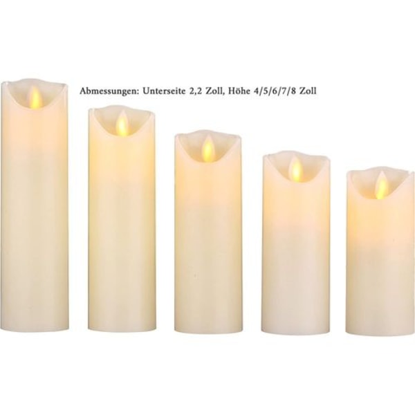 LED-lys, flammefrie lys 250 timers dekorative lysstolper i en pakke med 5