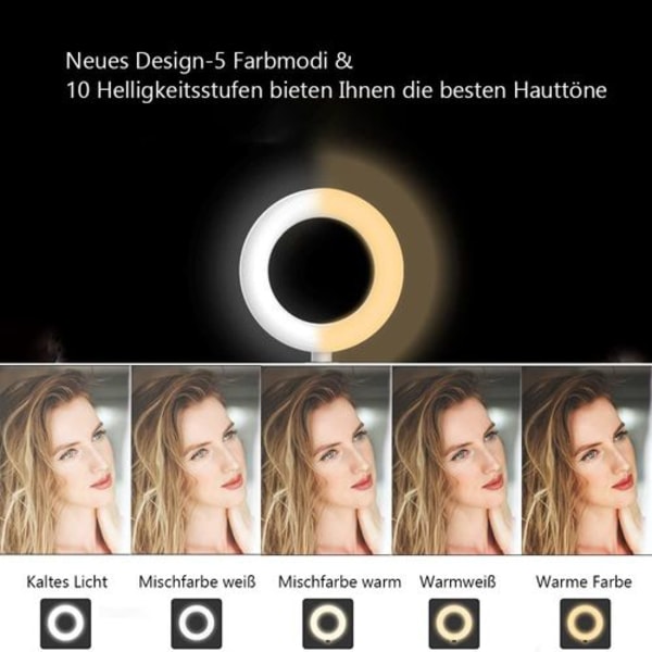 Renkaan muotoinen läppäri LED-valo, 5'' rengasvalo jalustalla ja pidikkeellä, videoneuvotteluvalo 5