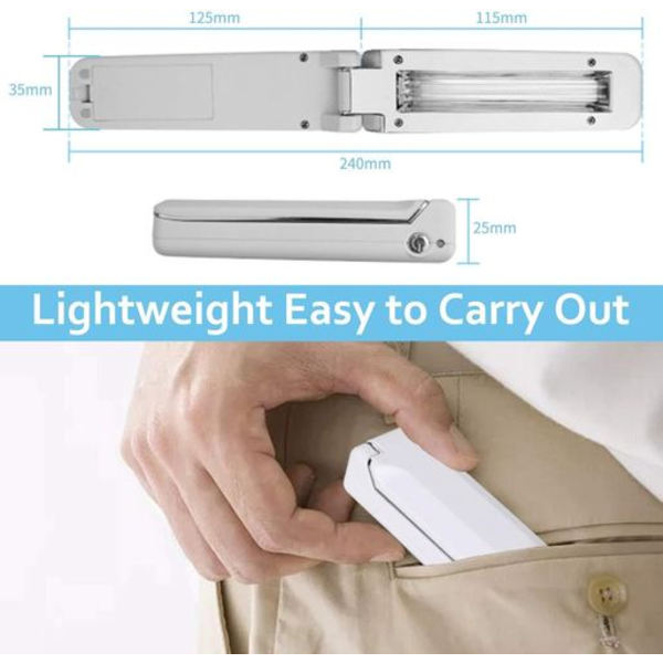 UV-lampe, bærbar UV-lampe, UVC-lampeeffekt opptil 99%, UV-mobilrenser USB