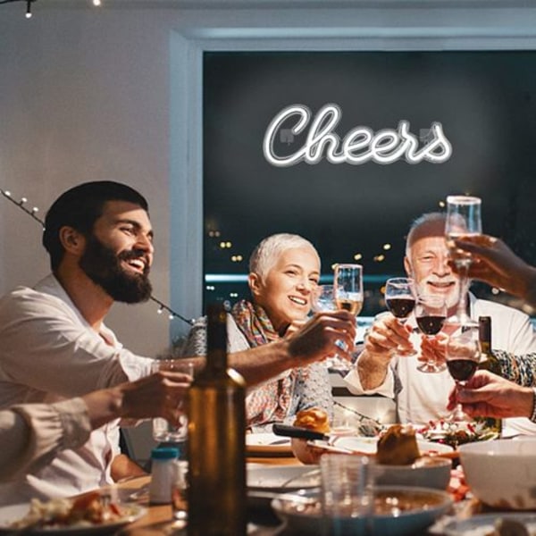 Cheers Neon Skilt til Vægdekoration Hvid LED Skilt Øl Neon Bar Skilt