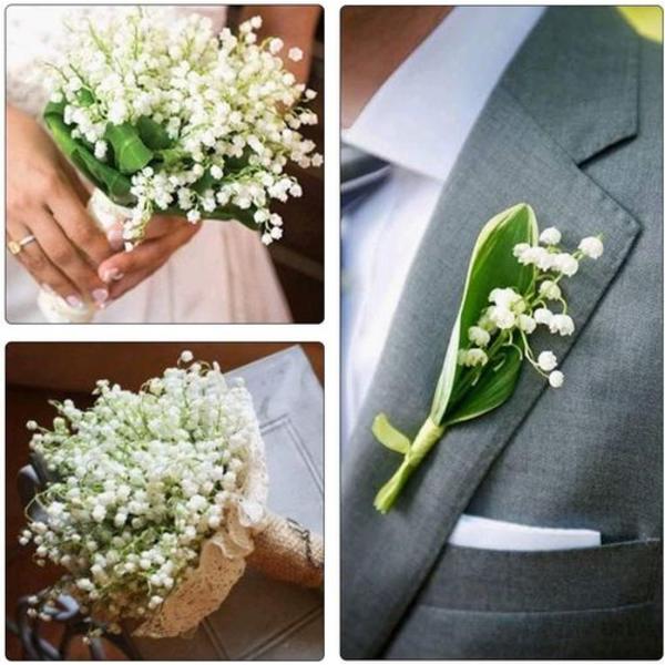 3PCS Kunstige Blomster Innendørs Utendørs Kunstig Busk med Hvite Blomster