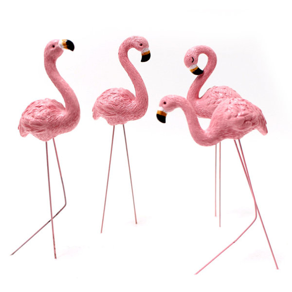 4 Flamingoer Pendulum Resin Havepotte Dyr Indsætninger Mikro