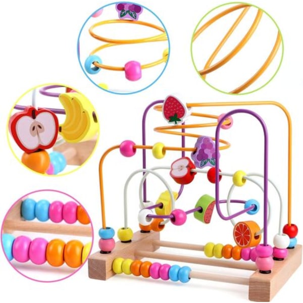 Motorisk sløjfe babylegetøj perler labyrint motorik terning læring legetøj abacus K