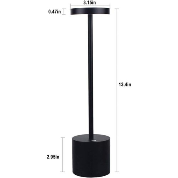 Bordlampe, batteridrevet LED trådløs bordlampe USB 3200mAh genopladelig aluminium