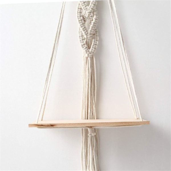 Macrame väggdekoration i trä, boho väggdekoration gobeläng växtkruka
