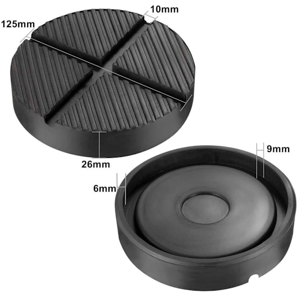 Gummipute for biljekk med spesialfibre for universell jekketralle