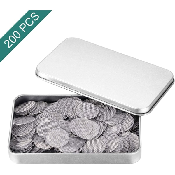 200 stk. pibefiltre, rustfrit stål pibefilter, 3/4(0,75 tommer) pibefilter med metalopbevaringsboks