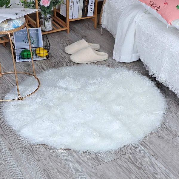 Imitert lammeskinns teppe, imitert lammeskinns teppe, langhåret pelsutseende imitasjon