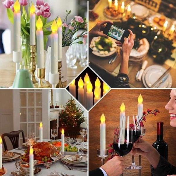Set med 12 LED-pinnljus, flamlösa bordsljus, batteridrivna Harry