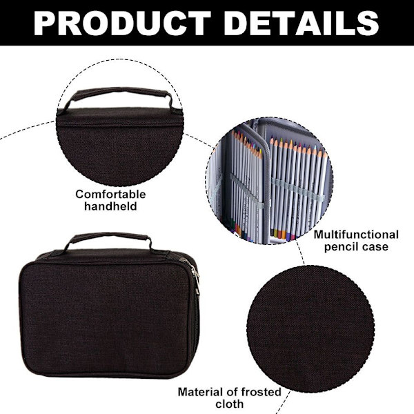Stationær Organizer Pen Bag Blyant Etui Kontor Sort