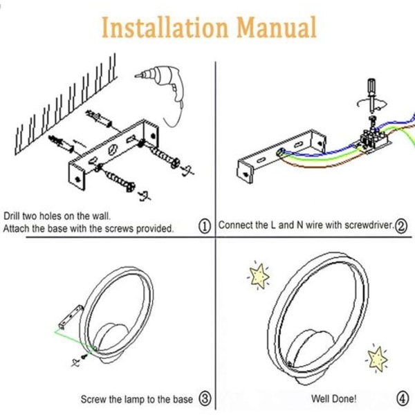 Vägglampa LED 13W rund vägglampa svart varmvit
