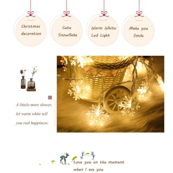 Jul Snöflinga String Lights 6m 40LED String Lights Batteri