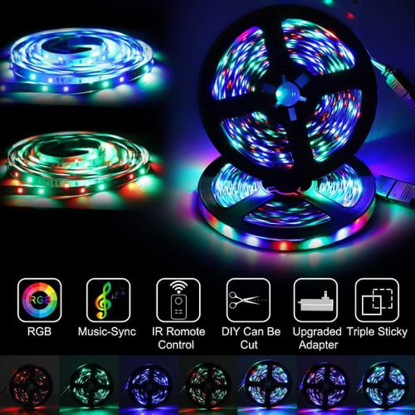 LED-strimmel 5m lysstrimmelbelysning, lysstrimmel RGB SMD