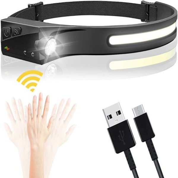 OTFLP LED hodelykt, oppladbar IPX4 vanntett, lett hodelykt