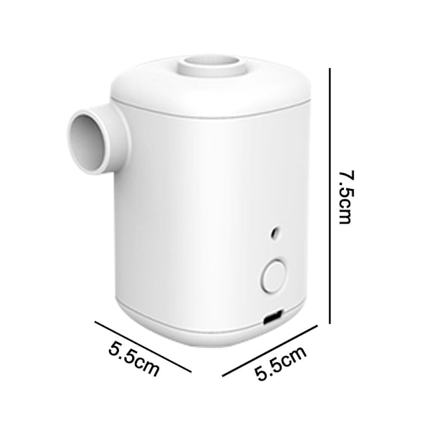 Ultra Mini Luftpumpe, Genopladelig, 4 Désen, Hvid