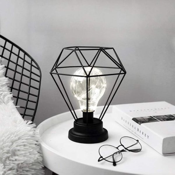 Metallbordlampe, SUAVER Diamantformet nattbordslampe