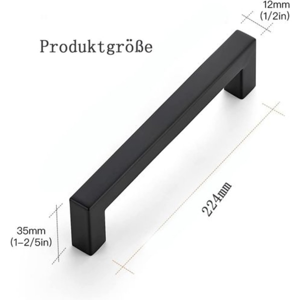 10-pack möbelhandtag, fyrkantiga handtag i svart