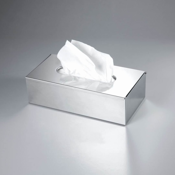 Rektangulær Kleenex servietholder, flad servietdispenser til badeværelsesbordplader (krom sølv)