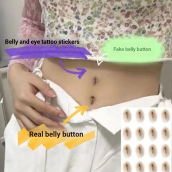 Ark tatueringar för mage, engångstatueringar för navel, realistiska