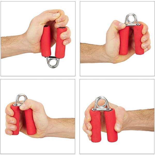 Finger trener sett med 2 skumgrep pads, grep styrke trener, rød