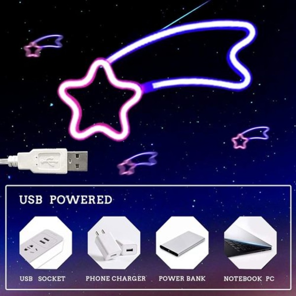 Meteor Neon Meteor Neon Skylt Stjärnväggljus Batteridriven