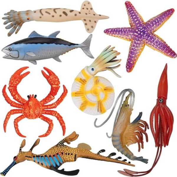 Sea Creatures Legetøjssæt 8 stykker Plast Sea Creatures Models Legetøj