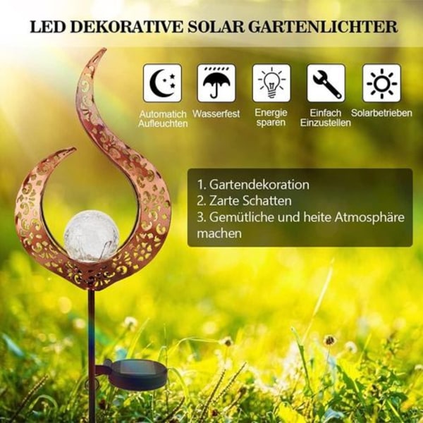 Solcellelampe for utendørs bruk, 2-pakning metall hul LED-stake dekorative