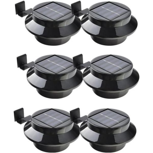 Pakke med 6 solcelledrevne LED-lys for takrenne, gjerde, tak,