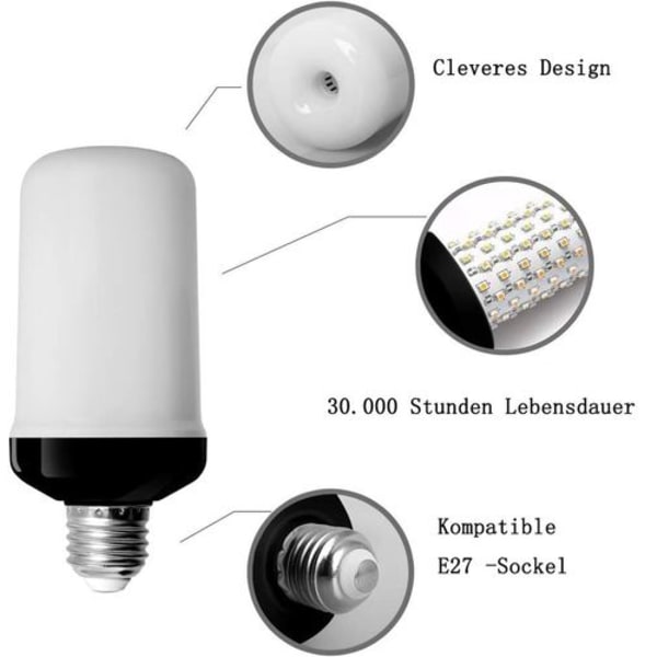 Flamlökslampa, E27-lampa, flimrande ljuseffekt, 3W LED