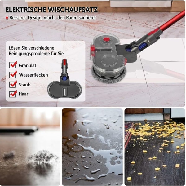Elektrisk mopptillbehör för Dyson V15 V11 V10 V8 V7 med 6 tvättbara moppar