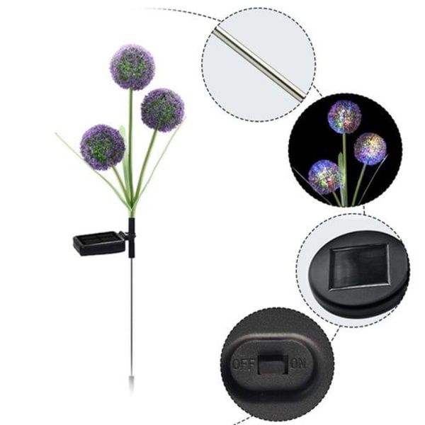 Pakke med solcelledrevne havepælelys, udendørs solcellelamper i mælkebøtteblomst