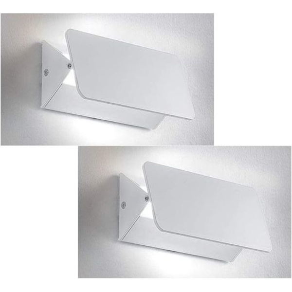 Pakke med 2 innendørs vegglamper, 5W LED vegglamper 6000K hvitt lys, enklere