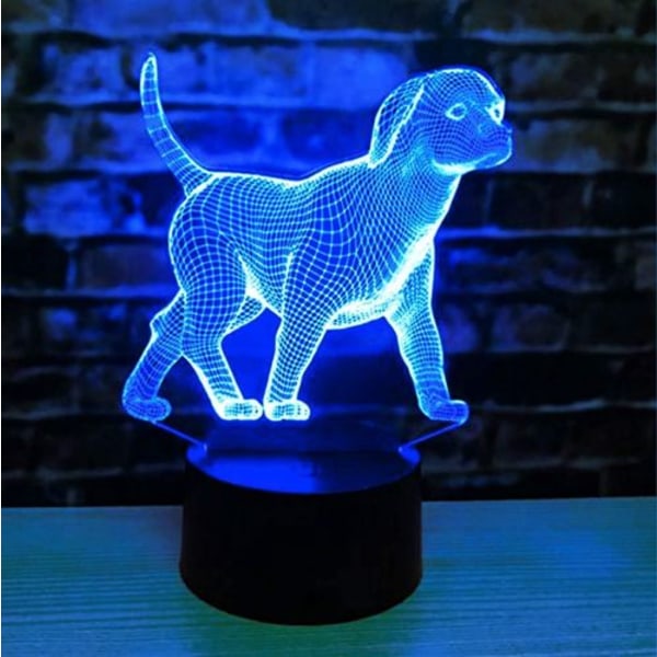 3D LED-hundelampe med fargeskiftende bryter, perfekt borddekorasjon