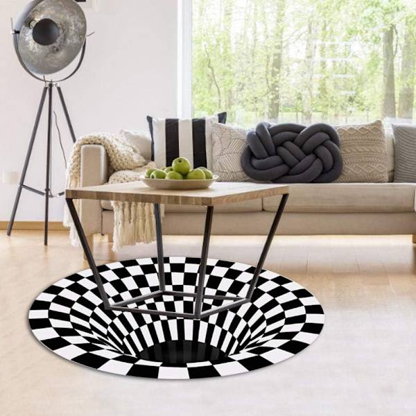 Rund Matta ¨C 3D Matta Optisk Illusion Durbale Antihalkmatta Fleece