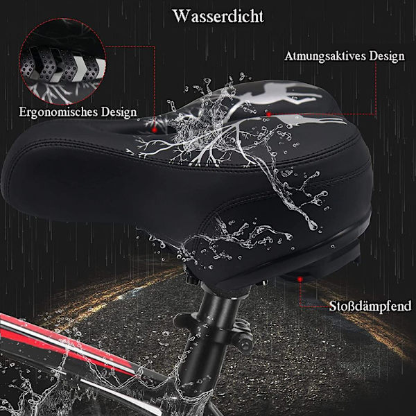 Viewall cykelsadel, gelcykelsadel bred med reflexremsor, bekväm