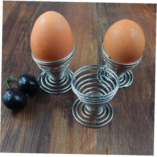 6 st rostfria äggkoppar med spiralformad snodd för kök, frukost, hårdkokta ägg, fjäderformad äggkopp, äggställ för grill/äggställ