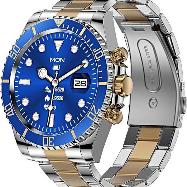 Smartwatch til Android-telefoner, kompatibel med iPhone Fitness Tracker Pulsmåler blaues Gold