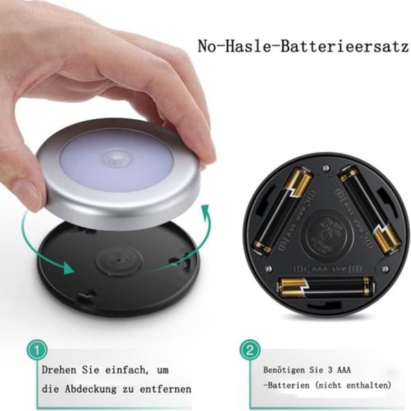 Nattlys med bevegelsessensor, 6 LED bevegelsessensor lys skaplys,