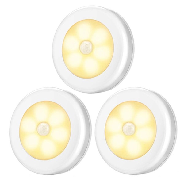 3-pack inomhus LED-rörelsesensorer, skåpsbelysning, batteridriven weißes Licht