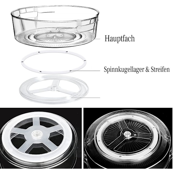 Set med 2 Lazy Susan skivspelare organiser 24 cm och 28 cm