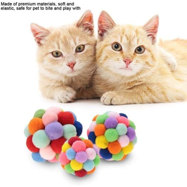 Myke, lette pom poms for katter - Interaktive, i ulike farger - Fylte baller